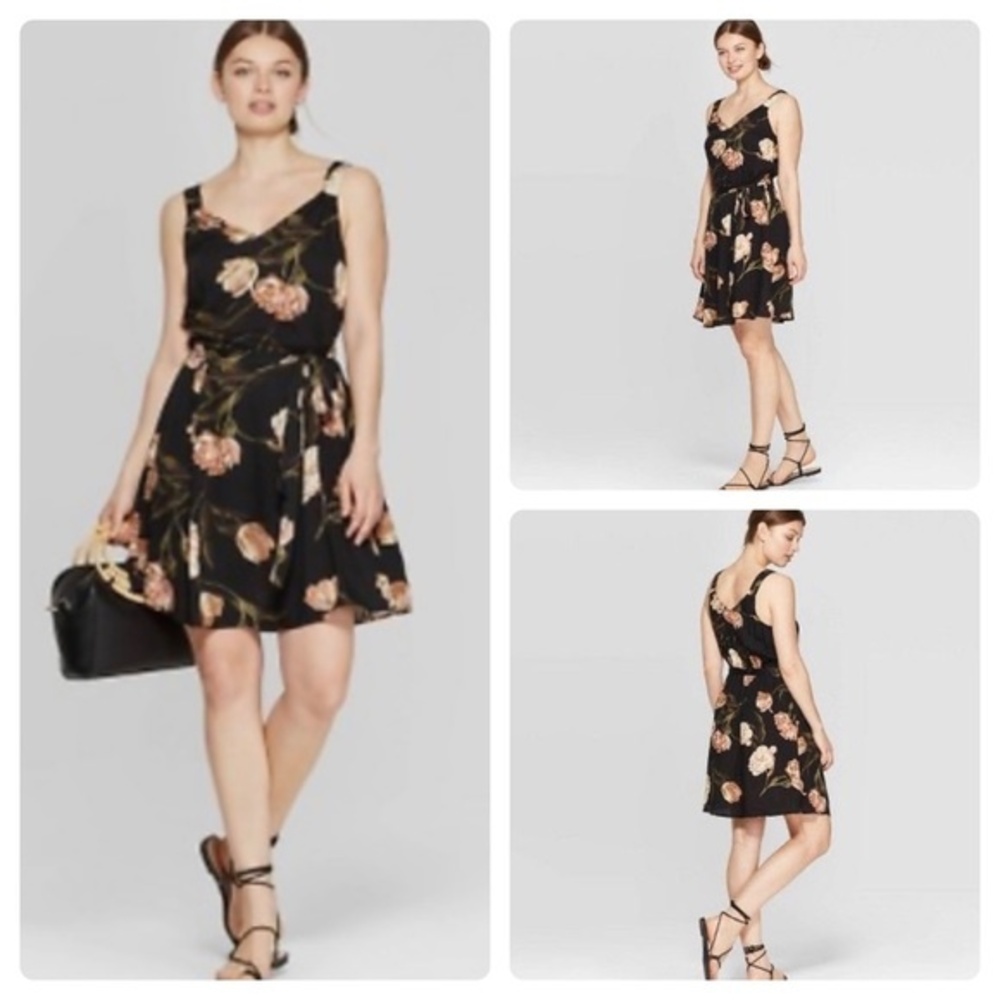 Black and blush floral dress size small